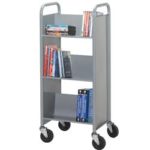 Biofit® Single-sided 18"w Welded Steel Book Truck With Three Sloping Shelves
