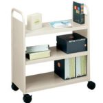 Biofit® Welded Steel Book Truck with Three Flat Shelves
