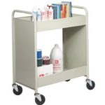 Biofit® Welded Steel Book Trucks With Two Flat Trays
