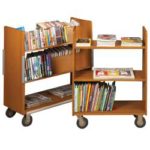 Toledo Furniture Classic Solid Oak Compact Three Flat Shelf Book Trucks