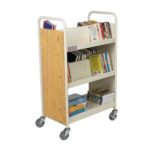 Brodart 39 1/2"W Double-Sided Steel Book Trucks with Four Sloping/One Flat Bottom Shelf