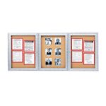 Ghent Enclosed Three-Door Tackboards with Satin Aluminum Frame